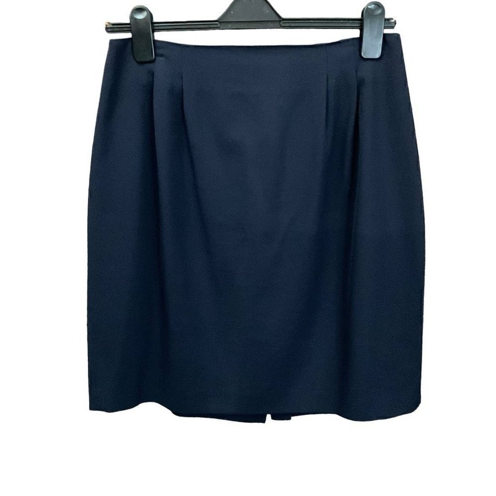 Westbrook Midi Skirt A-line Wool Lined Navy Blue Back Zipper Closure Women 14